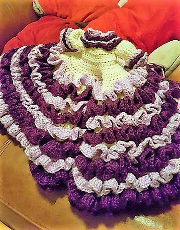 Vintage Crochet Pattern Laura Jean Bed Pillow Doll PDF Instant Digital Download Pretty Tiered Ruffle Dress 10 Ply