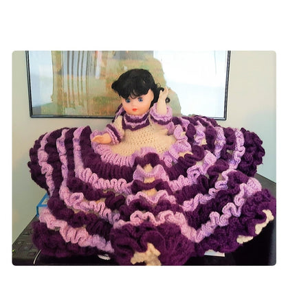 Vintage Crochet Pattern Laura Jean Bed Pillow Doll PDF Instant Digital Download Pretty Tiered Ruffle Dress 10 Ply