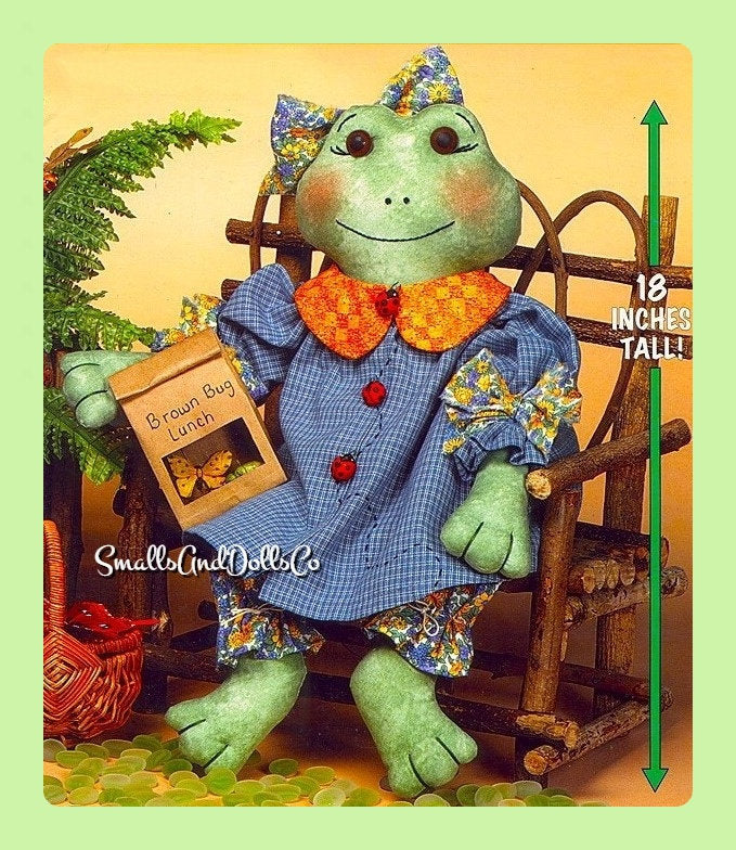 Vintage Sewing Pattern 18" Country Fishing Frogs Soft Sculpture Toy Dolls PDF Instant Digital Download Soft Girl and Boy Froggie Couple