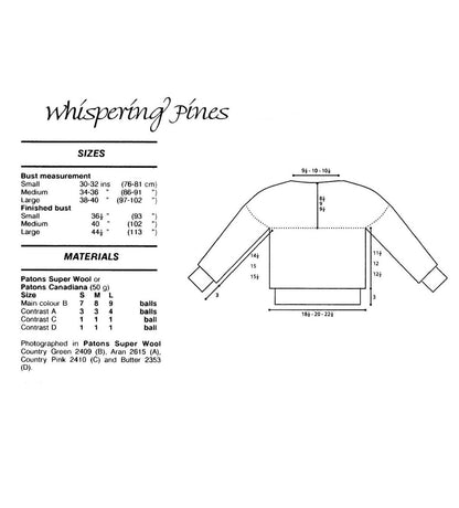 Vintage Knitting Pattern Womens Nordic Pine Tree Leaf Sweater Fair Isle Yoke PDF Instant Digital Download Fairisle Pullover Jumper 10 Ply