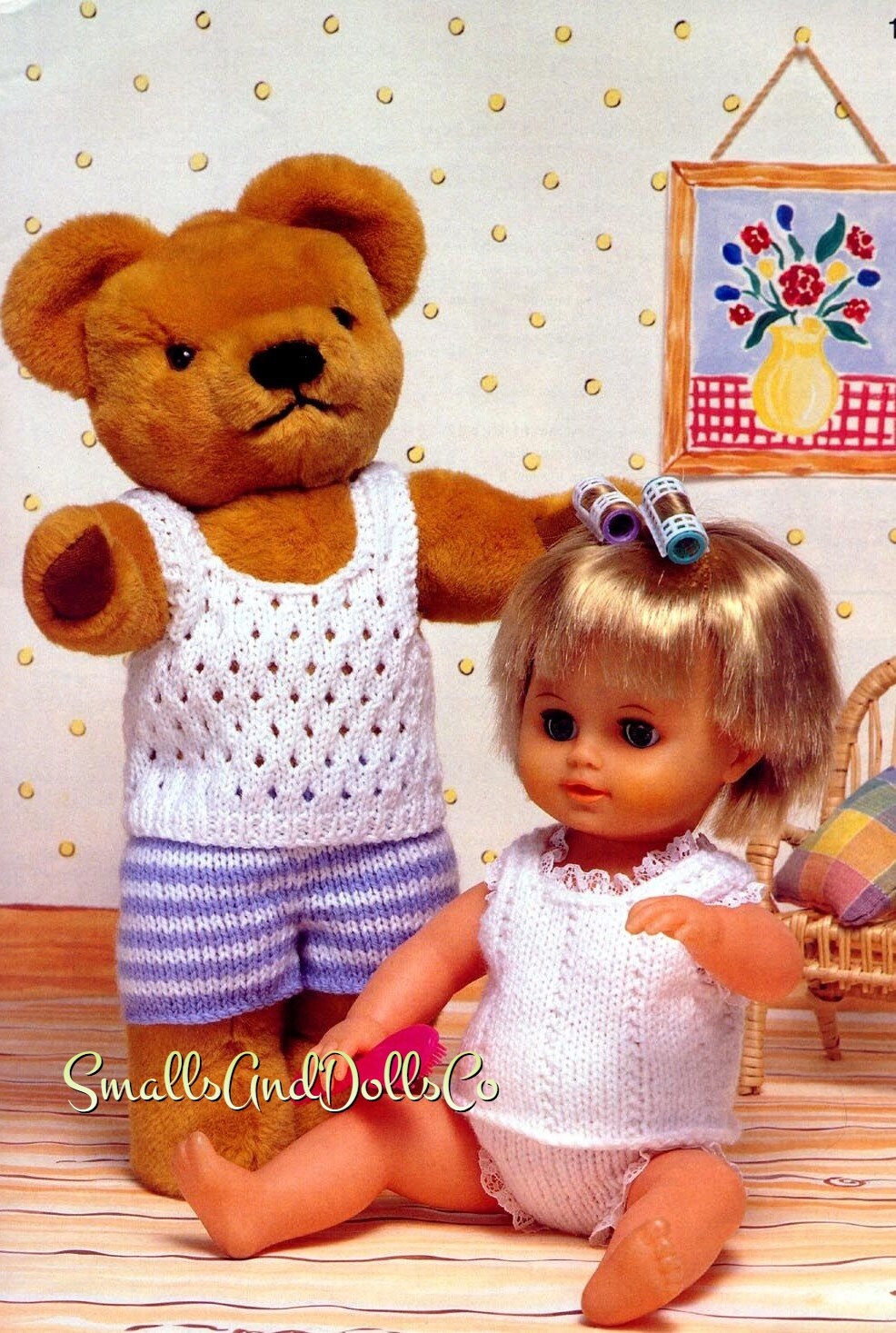 Vintage Doll and Teddy Knitting Patterns 12 Best of Friends Outfits PDF Instant Digital Download 12-22 Inch Dolls or Bears DK