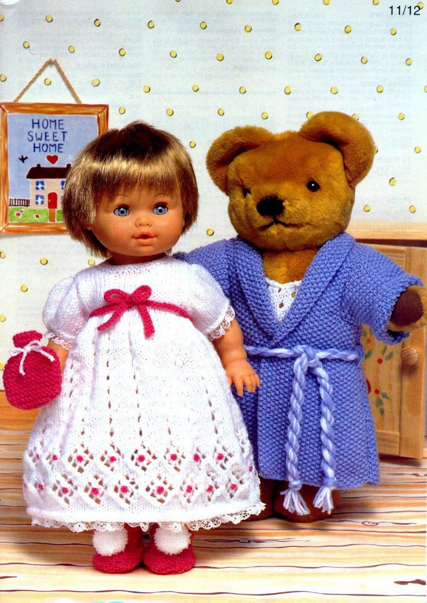Vintage Doll and Teddy Knitting Patterns 12 Best of Friends Outfits PDF Instant Digital Download 12-22 Inch Dolls or Bears DK