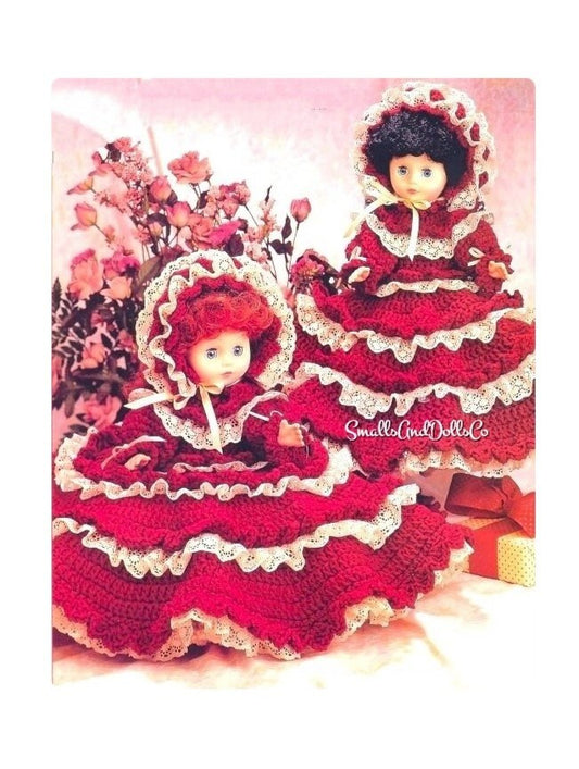 Vintage Crochet Pattern Victorian Dress Bed Doll Music Box or Pillow Doll Outfits for 13 Inch Dollys PDF Instant Digital Download 10 Ply