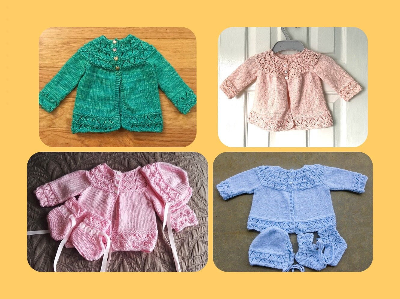 Vintage Knitting Pattern Baby 6 Piece Layette Set Heirloom Outfits PDF Instant Digital Download 0 to 6m 4 Ply