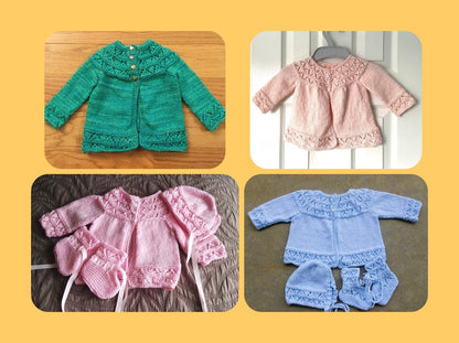 Vintage Knitting Pattern Baby 6 Piece Layette Set Heirloom Outfits PDF Instant Digital Download 0 to 6m 4 Ply