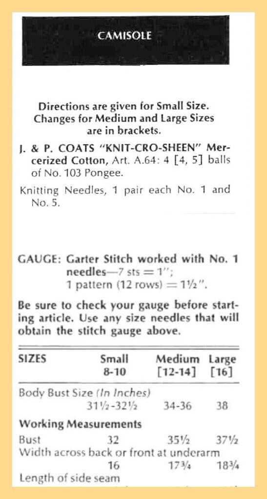 Vintage Knitting Pattern Pretty Camisole Fine Knit Top Summer Tank PDF Instant Digital Download Boho Chic Cami Cotton Thread