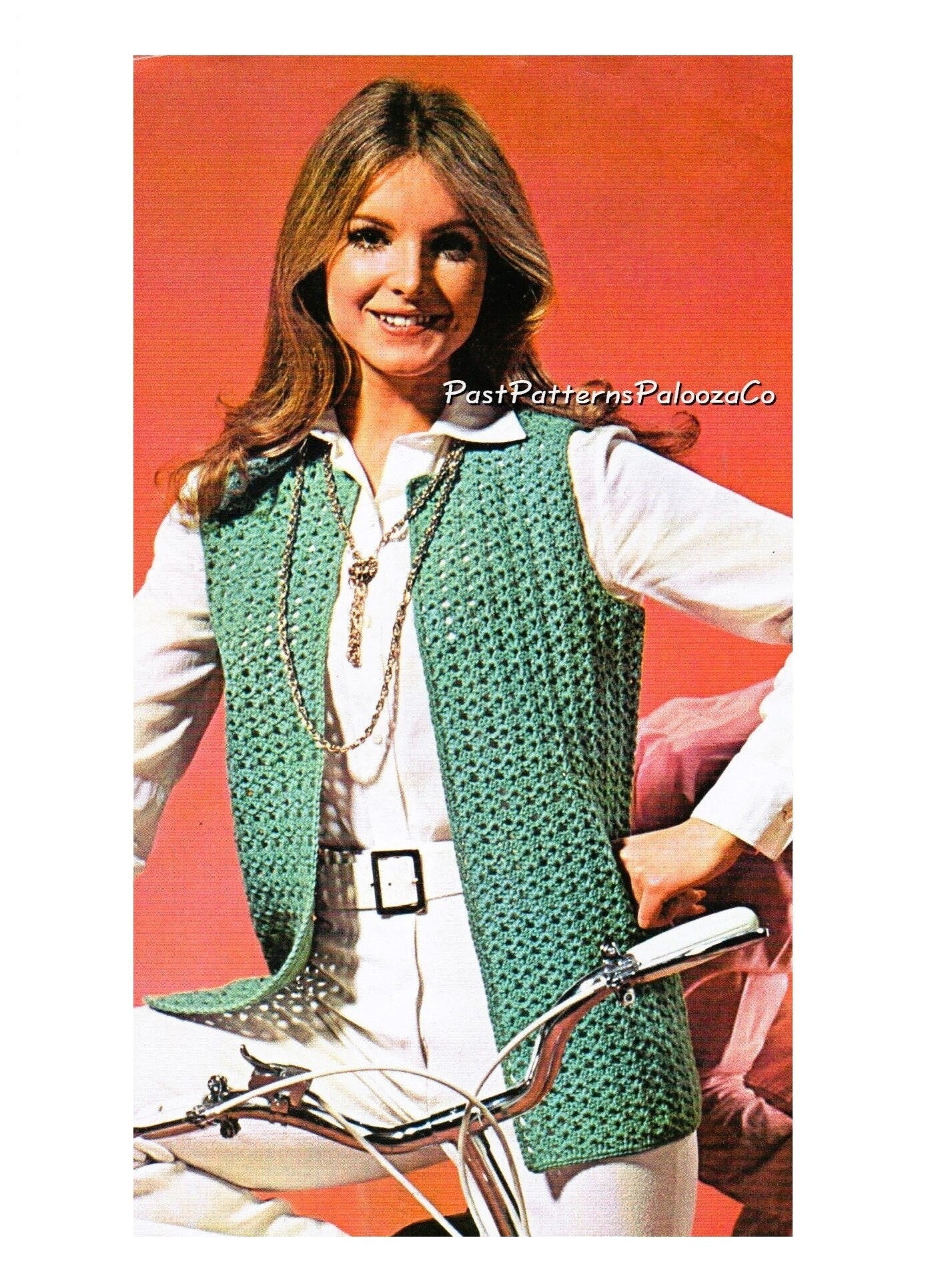 Vintage Crochet Pattern Womens Long Vest Waistcoat Buttonless Slip On Jacket PDF Instant Digital Download Groovy Mod Boho Hippie Top DK
