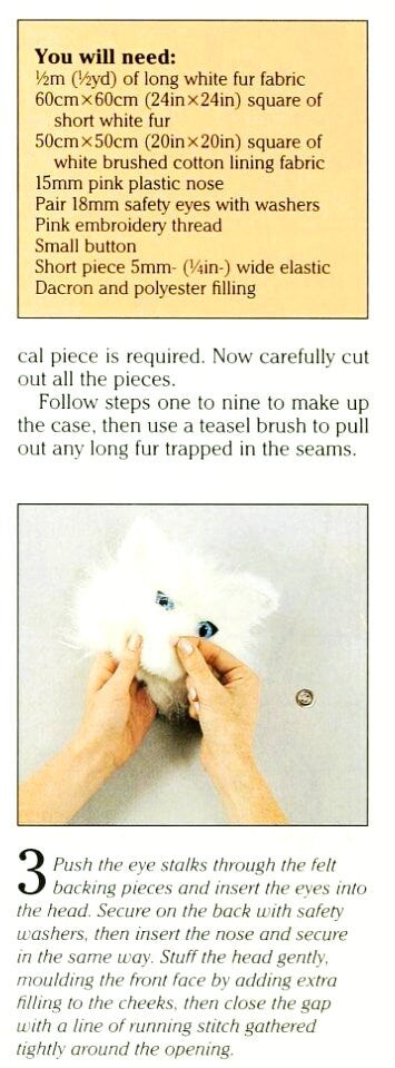 Vintage Sewing Pattern 18" Fluffy Persian Kitty Cat Soft Toy Doll or Pajama Case Faux Fur Fabric PDF Instant Digital Download Plush Bed Cat