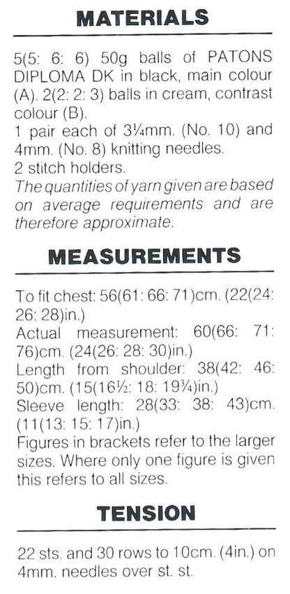 Vintage Knitting Pattern Childs Skeleton Sweater PDF Instant Digital Download Toddler to Big Kids  Pullover 2-10 yrs DK