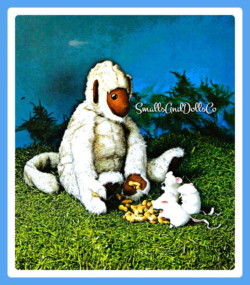 Vintage Sewing Pattern 20" Sitting Monkey Doll Soft Sculpture Plush Toy PDF Instant Digital Download Faux Fur Fabric Jungle Zoo Animal