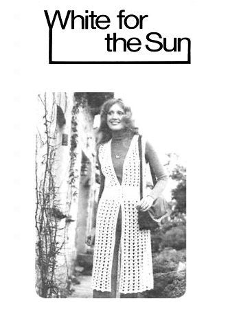 Vintage Crochet Pattern Womens Long Lace Maxi Vest Waistcoat Front Buttons PDF Instant Digital Download Groovy Mod Boho Hippie Top 4 Ply