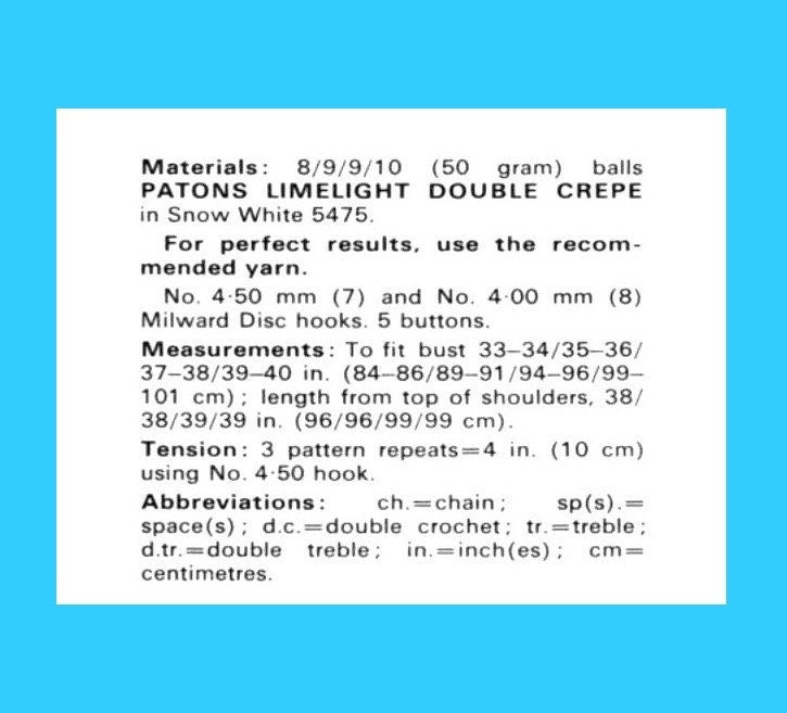 Vintage Crochet Pattern Womens Long Lace Maxi Vest Waistcoat Front Buttons PDF Instant Digital Download Groovy Mod Boho Hippie Top 4 Ply