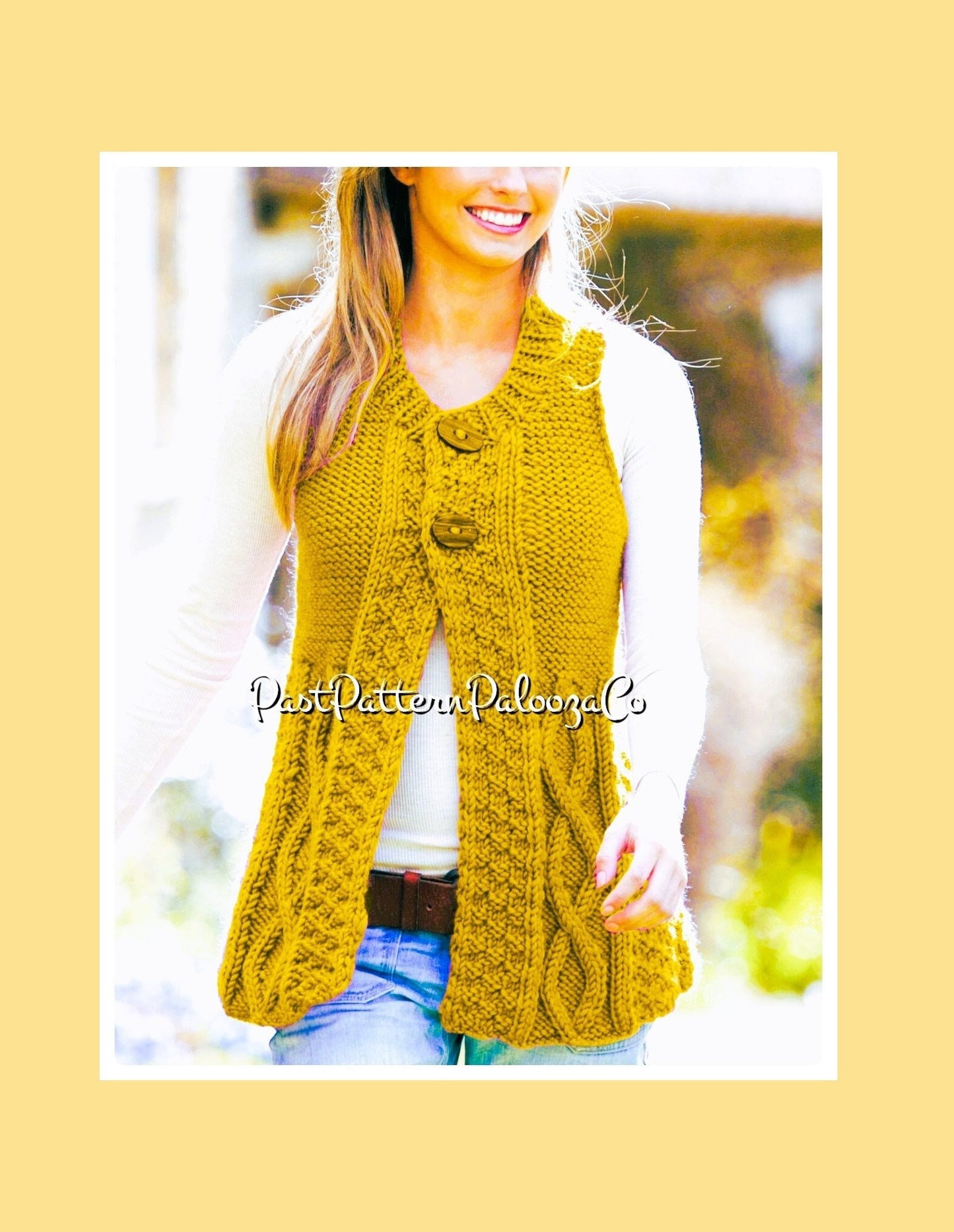 Vintage Knitting Pattern Womens Cabled Flared Vest Chunky Knit Sleeveless Waistcoat Cardi Sweater PDF Instant Digital Download Bulky 14 Ply
