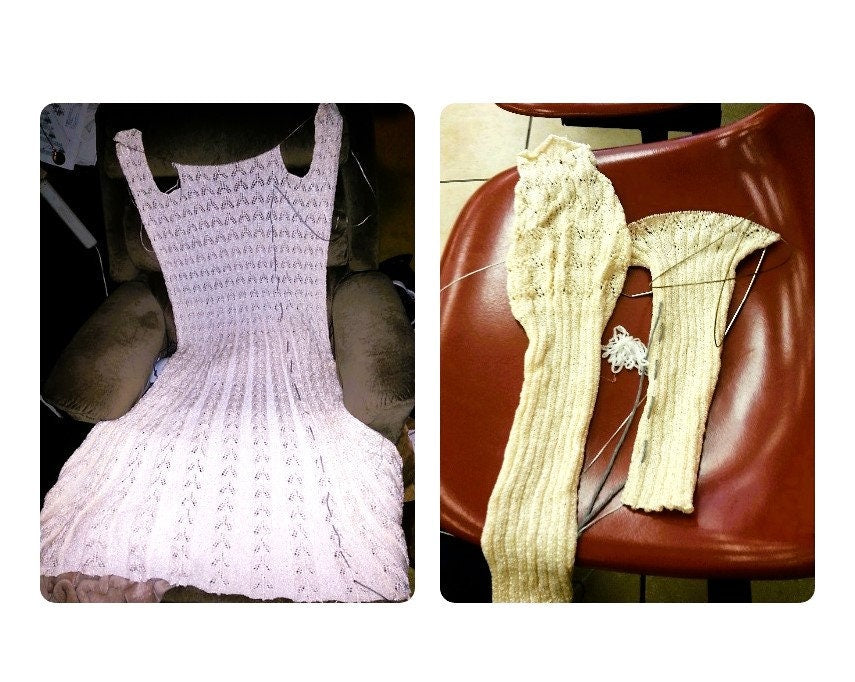 Vintage Knitting Pattern Elegant Maxi Bridal Coat in Lace Stitch Retro Hooded Wedding Gown Heirloom Cape PDF Instant Digital Download 4 Ply