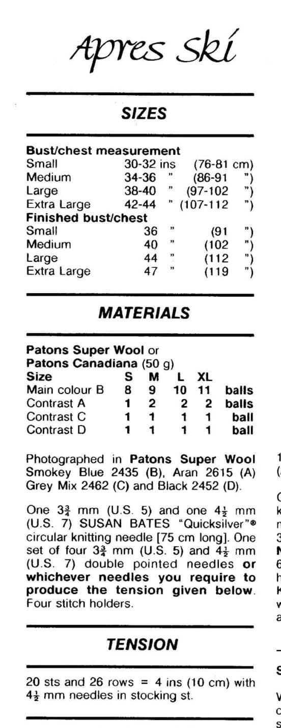 Vintage Knitting Pattern His or Hers Nordic Apres Ski Sweater Fair Isle Yoke PDF Instant Digital Download Fairisle Pullover Jumper 10 Ply