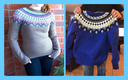 Vintage Knitting Pattern His or Hers Nordic Apres Ski Sweater Fair Isle Yoke PDF Instant Digital Download Fairisle Pullover Jumper 10 Ply