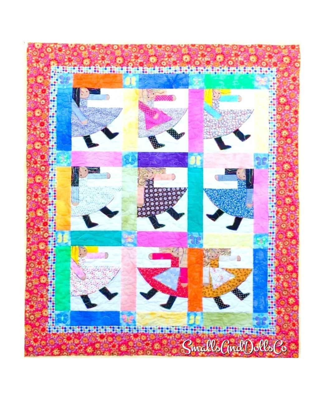 Vintage Sewing Memory Quilt Pattern Rag Dolls Baby to Big Girls Bed Cover PDF Instant Digital Download Quilted Applique Blanket