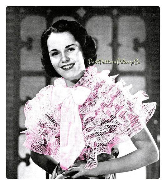Vintage Crochet Pattern Womens Frilly Feminine Girly Evening Cape PDF Instant Digital Download MCM Mid Century Chic Cotton Thread