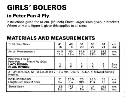 Vintage Knitting Pattern Knit Baby Girl Toddler Child Bolero Shrug Sweaters PDF Instant Digital Download 0-4 yrs 4 Ply Two Designs