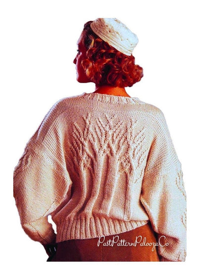 Vintage Knitting Pattern Womens Tree of Life Sweater PDF Instant Digital Download Pretty Birch Tree Cabled Jumper 10 Ply