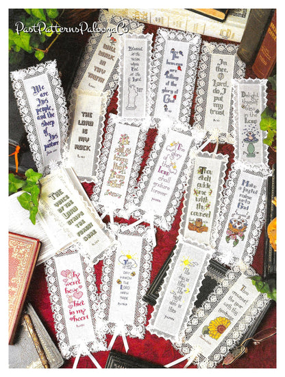 Vintage Cross Stitch Patterns 24 Religious Bookmarks PDF Instant Digital Download Inspirational Biblical Psalms Christian Book Marks