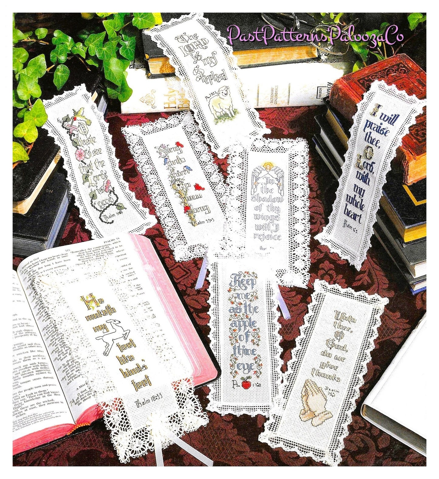 Vintage Cross Stitch Patterns 24 Religious Bookmarks PDF Instant Digital Download Inspirational Biblical Psalms Christian Book Marks