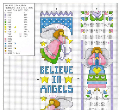 Vintage Cross Stitch Patterns 8 Heavenly Angels Bookmarks PDF Instant Digital Download Inspirational Quotes Proverbs Psalms Book Marks