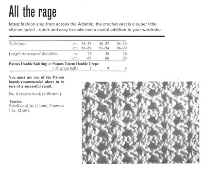 Vintage Crochet Pattern Womens Long Vest Waistcoat Buttonless Slip On Jacket PDF Instant Digital Download Groovy Mod Boho Hippie Top DK