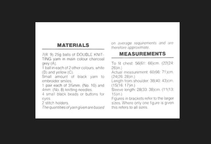 Vintage Knitting Pattern Knit Childs Halloween Friendly Ghost Sweater PDF Instant Digital Download Toddler to Big Kids Pullover 2-8 yrs DK