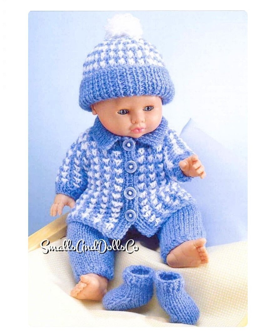 Vintage Knitting Pattern Doll Clothes Coat Hat Pants Boots Set for 12-14 15-18 19-22 Inch Dolls PDF Instant Digital Download DK