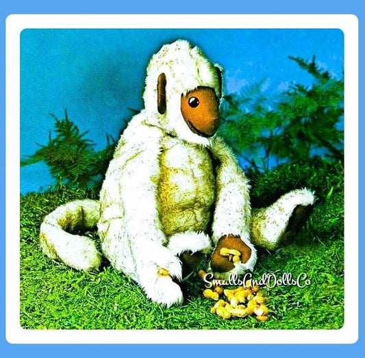 Vintage Sewing Pattern 20" Sitting Monkey Doll Soft Sculpture Plush Toy PDF Instant Digital Download Faux Fur Fabric Jungle Zoo Animal