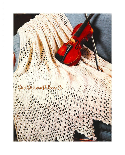 Vintage Filet Crochet Afghan Pattern Elegant Victorian Lacy Diamond Throw PDF Instant Digital Download Heirloom Blanket Cotton 10 Ply