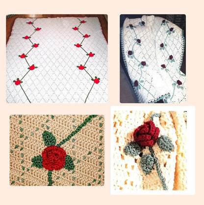 Vintage Crochet Pattern Victorian Reaching Roses Eyelet Diamonds Afghan PDF Instant Digital Download Floral Rose Blanket Throw 10 Ply