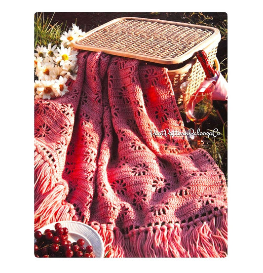 Vintage Crochet Afghan Pattern Lacy Daisy Eyelets Throw PDF Instant Digital Download Pretty Openwork Flower Blanket 10 Ply