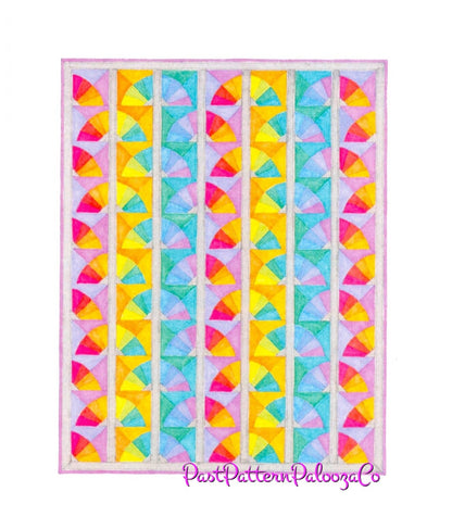Vintage Quilt Sewing Pattern Rainbow Fans Bedspread PDF Instant Digital Download Patchwork Piecing Twin Double Bed 72x92