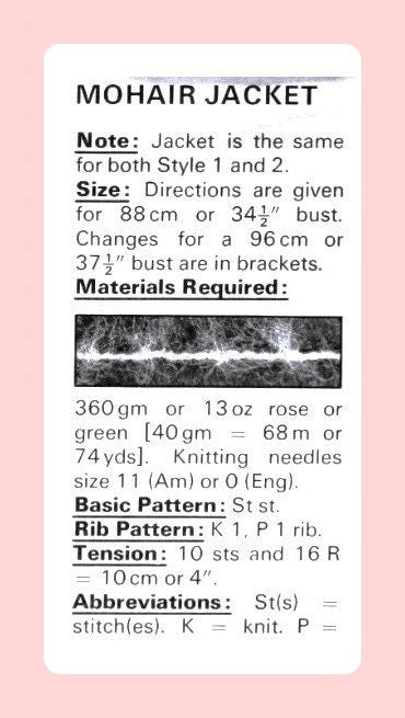 Vintage Knitting Pattern Mohair Beach Jacket Swimsuit Cover Wrap PDF Instant Digital Download Boho 70s Summer Shawl Collar Cardi Coat 12 Ply