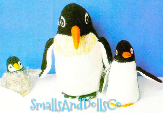 Vintage Knitting Pattern Cute Penguin Family Soft Toy Dolls Mama and Chicks PDF Instant Digital Download Plush Stuffed Arctic Animals 5 Ply