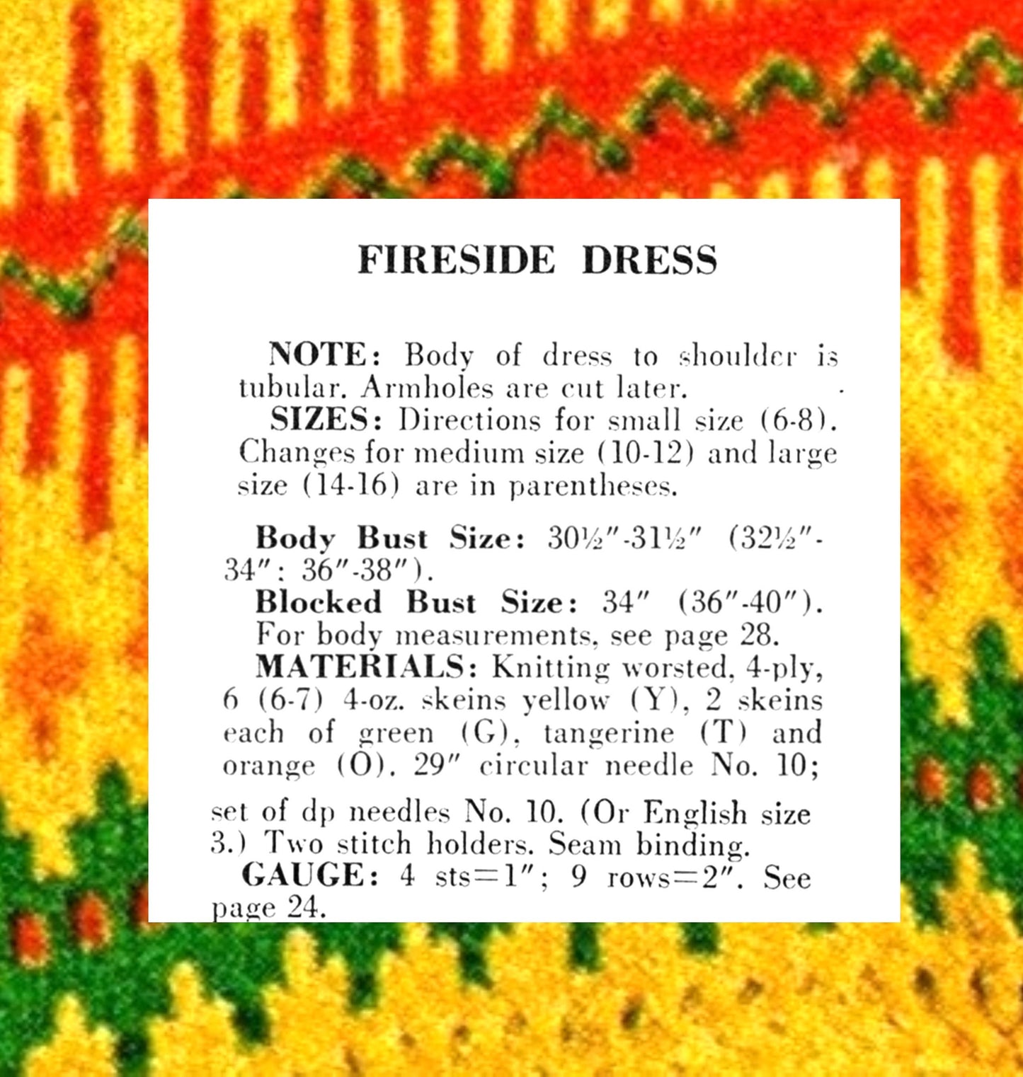 Vintage Knitting Pattern Womens Maxi Sweater Tube Dress PDF Instant Digital Download  Retro 70s Fireside Jacquard Gown