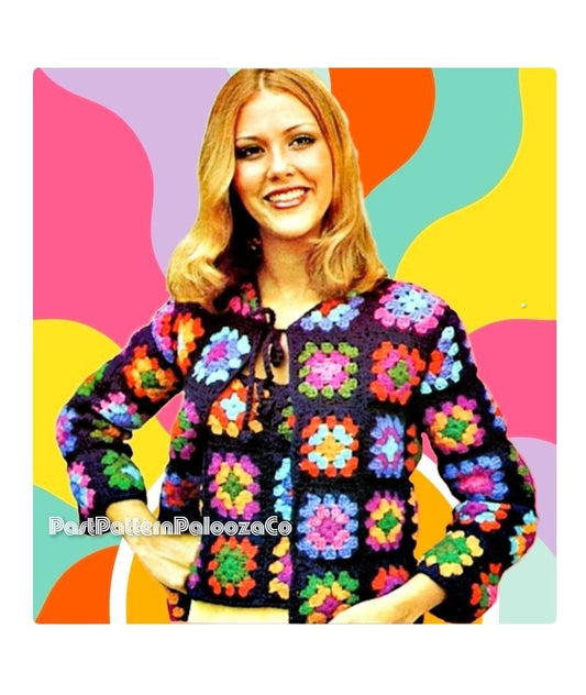 Vintage Crochet Pattern Womens Classic Granny Square Tank Top and Jacket Twinset PDF Instant Digital Download Retro Shell Cardigan Twin Set