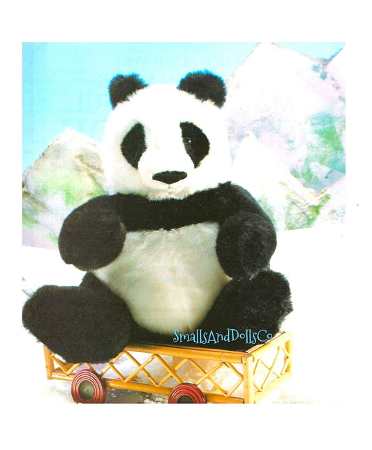 Vintage Sewing Pattern 16" Plush Panda Teddy Bear Soft Sculpture Doll Faux Fur Fabric PDF Instant Digital Download Sitting Bear