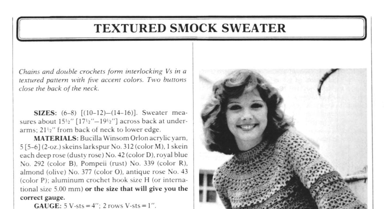 Vintage Crochet Pattern Womens Lacy Sweater Rainbow Stripe Smock PDF Instant Digital Download Pretty Retro Blouse 10 Ply