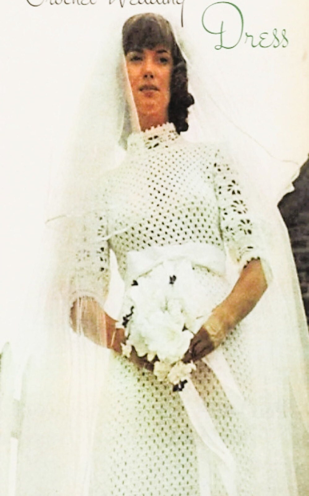 Vintage Crochet Pattern Lacy Daisy Wedding Dress Ribboned Empire Waist PDF Instant Digital Download Heirloom Quality Retro 1970s 4 Ply