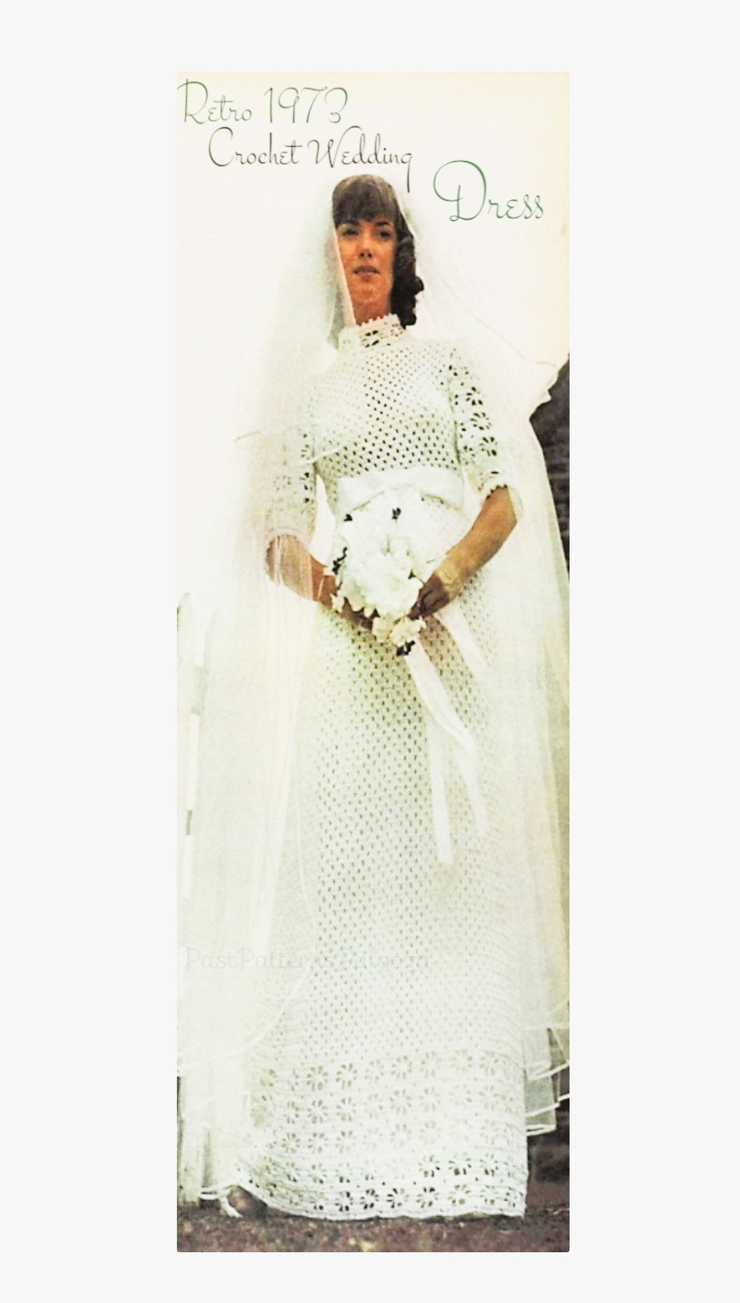 Vintage Crochet Pattern Lacy Daisy Wedding Dress Ribboned Empire Waist PDF Instant Digital Download Heirloom Quality Retro 1970s 4 Ply