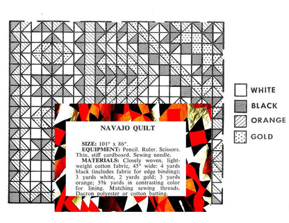 Vintage Sewing Pattern Navajo Blanket Bed Quilt Piecing PDF Instant Digital Download Geometric Patchwork Blanket 101x86