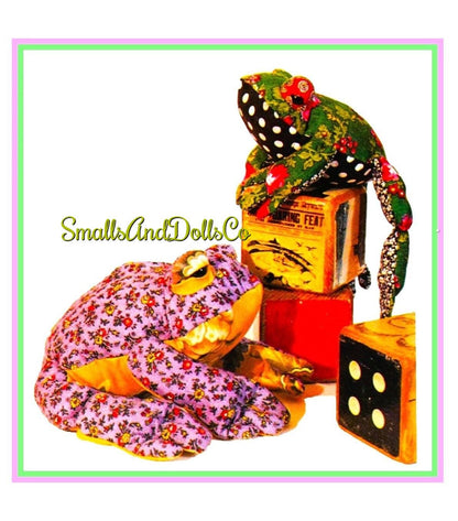 Vintage Sewing Pattern 8" Chintz Fabric Bean Bag Frog Toad Doll PDF Instant Digital Download Sewn Beanbag Animal Soft Beanie Toy