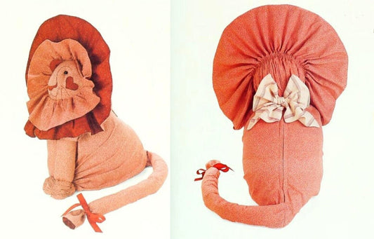 Vintage Sewing Pattern 24" Cute Lion Soft Toy Doll or Pajama Bag Ruffle Mane Heart Cheeks PDF Instant Digital Download