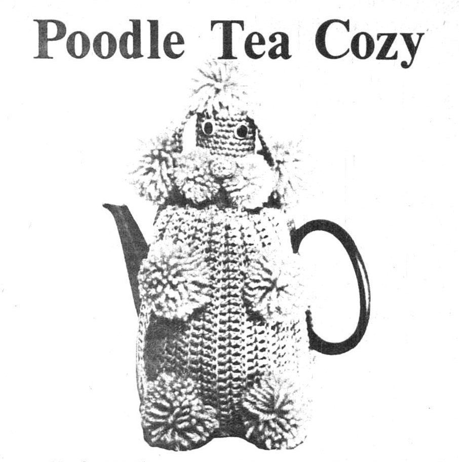 Vintage Crochet Pattern Retro Poodle Tea Pot Cozy Cute Quick Easy Puppy Dog 5-6 Cup Teapot Topper Cover PDF Instant Digital Download 10 Ply
