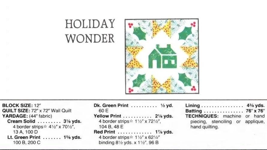 Vintage Christmas Sewing Pattern Holiday Wonder Folk Art Wall or Bed Quilt PDF Instant Digital Download Applique or Stencil Motifs 72x72