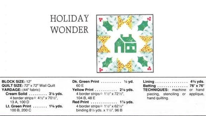 Vintage Christmas Sewing Pattern Holiday Wonder Folk Art Wall or Bed Quilt PDF Instant Digital Download Applique or Stencil Motifs 72x72