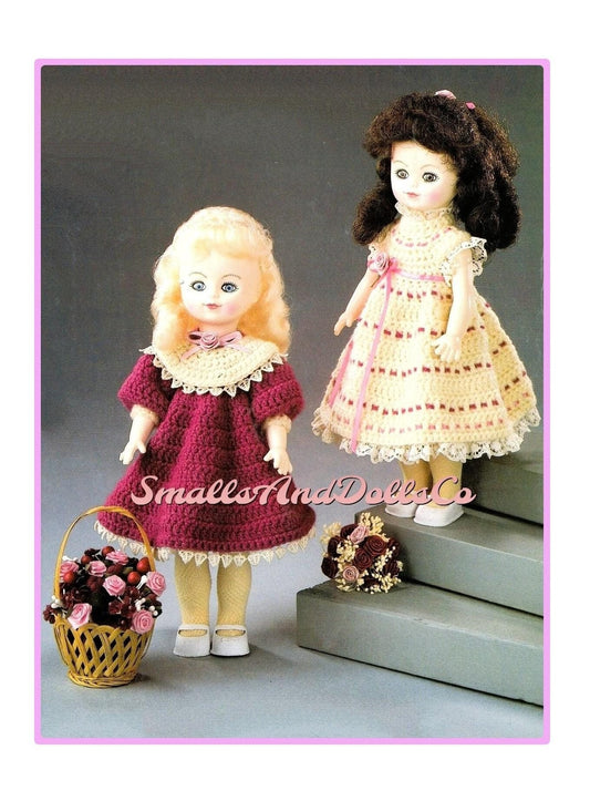 Vintage Crochet Pattern Tea Time Doll Dresses 11.5 Inch 2 Pretty Dressy Designs PDF Instant Digital Download 5 Ply